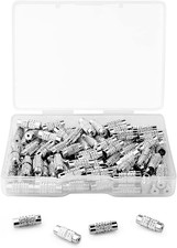 100 Pcs Brass Barrel Clasps, 12X4Mm Screw Twist Clasps Cord End Caps 1Mm Hole Tu