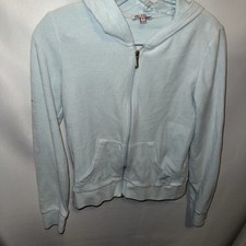 Juicy Couture Women's Small Blue Velour Full Zip Hoodie Jacket rare color
