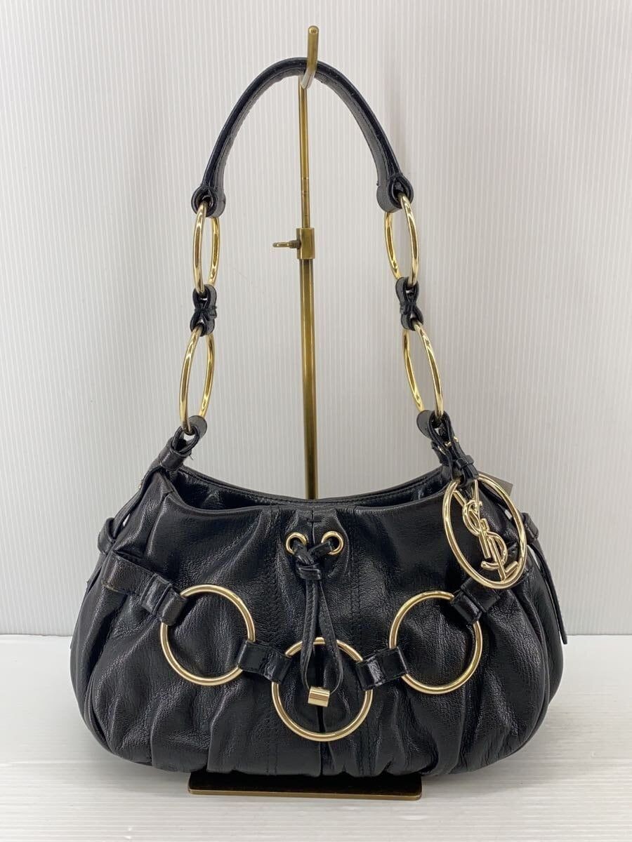 Borsa a mano YVES SAINT LAURENT in pelle nera anello YSL usata
