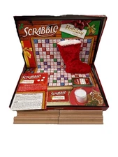 SCRABBLE Crossword Game Holiday Edition Christmas Fun Hasbro 2011 100% Complete