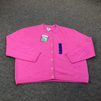 JoyLab Sweater Cardigan Womens XXL Pink Crew Neck Button Knit Long Sleeve