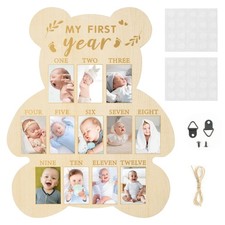 My First Year Photo Display Wood Board, Baby  s First Year Picture Frame 12 Mo...