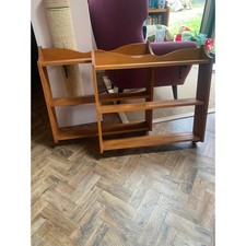 Vintage Pair of Wooden Wall Shelves x 2 Solid Yew Plate Shelves 30' x 28' x 5 '