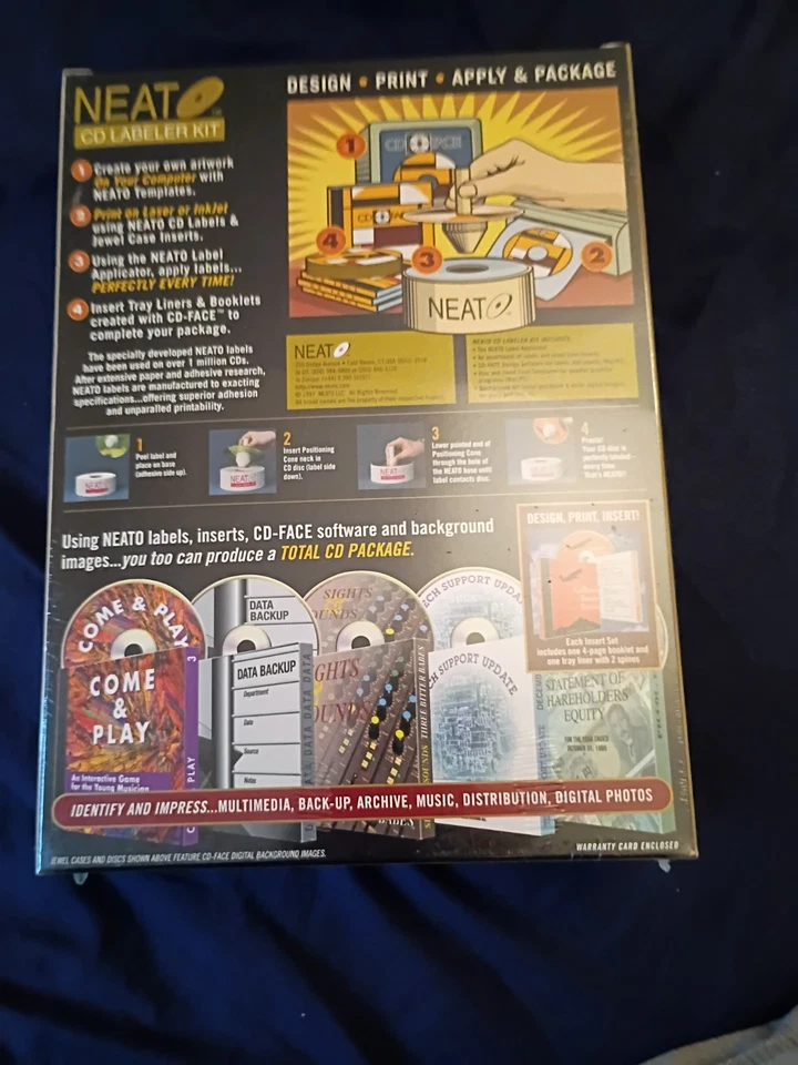 Vintage NEATO CD Labeler Kit Software Mac/PC & Case Inserts NEW SEALED 1996 - Image 2 of 3