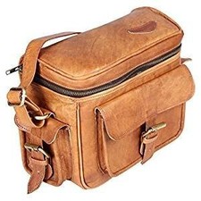 Vintage Leather Camera Bag DSLR SLR Spacious Shoulder with Pockets Compartmen...