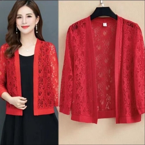 Blumen Spitze Damen Strickjacke Atmungsaktiv Sonnenschutz Kleidung Damen