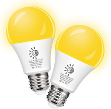 Dusk to Dawn LED Yellow Bug Light Bulbs Outdoor 60W Equivalent, Amber Yellow Bug