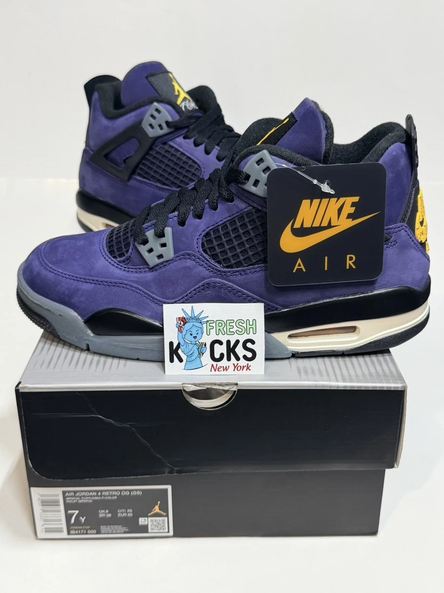 Air Jordan 4 Lakers Grade School Size 7Y Youth Big Kids (UK6/EU40