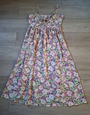 Brave Soul Pink Floral Strappy Midi Maxi Dress Party Holiday Boho Retro UK12/14