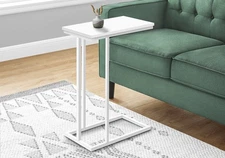 White C-Shaped Accent Table: Modern End, Side, Snack Table