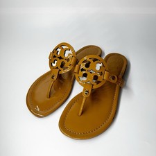 Tory Burch Women's Miller Patent Leather Sandals Size 7M Caramel Read