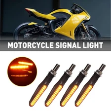 4x Flowing LED Motorcycle Turn Signals Light Blinker Indicator Tail Lights Amber