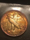1946 W Walking Liberty Half Dollar Rainbow Toned