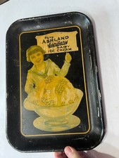 ENJOY ASHLAND SANITARY DAIRY ICE CREAM  adv metal tray OHIO girl w/ice cream