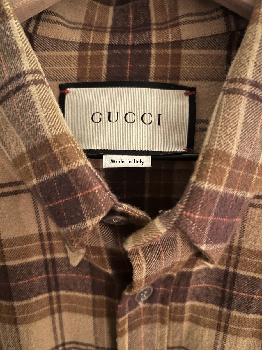 【超希少】ビンテージ　GUCCI レザーメッシュ長袖シャツ 48 Gucci Long Sleeve Brown Shirts for Men for sale | eBay