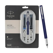 Parker Vector Standard Calligraphy CT Fountain Pen Blue Body 7-Piece Set