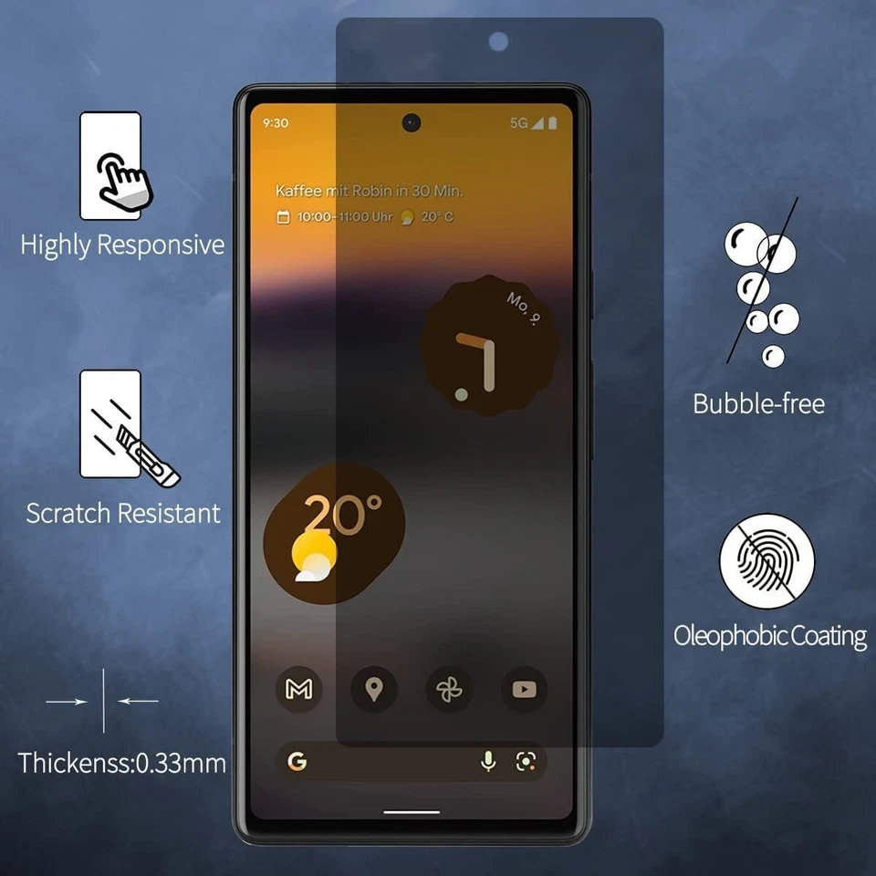 2xPanzer Folie PRIVACY Displayschutz Folie Echt Glas Blickschutzfolie für Google - Bild 4 von 4