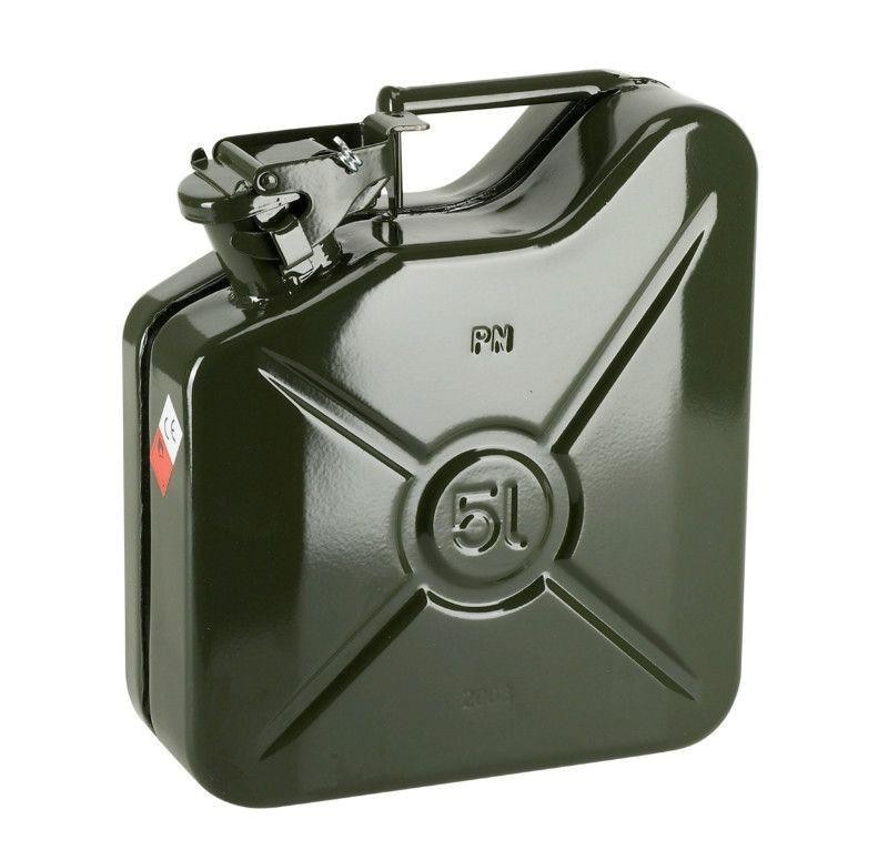 Jerrycan d'essence Pressol de 5L en métal vert armée homologué TÜV