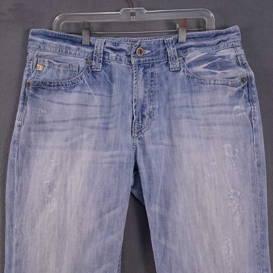 Big Star Jeans Mens 36 Blue Denim Pioneer Regular Bootcut Distress