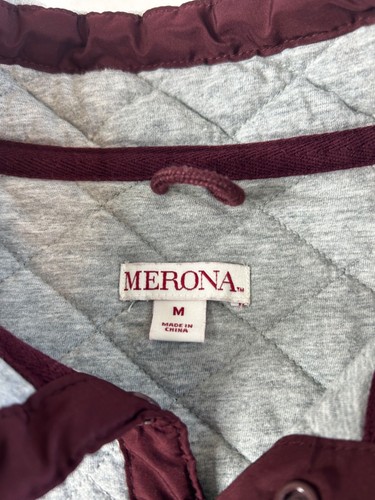 Merona Womens 1/4 Snap Quilted Pullover Sweatshirt Sz M Gray Cotton Cozy - Picture 3 of 6