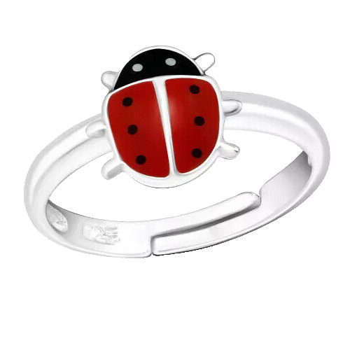 Marienkäfer Mädchen Fingerring 925 Sterling Silber Ring Kinder Glücksbringer