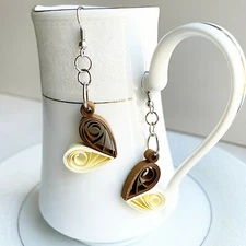 Lovely heart Paper quilling earring, 2 color jewelry dangle heart by yjmai