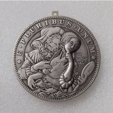 Movable Mechanism Coin Masked Girl Amazing Hobo Art US Eagle Decorative coins