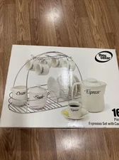 The Cellar 16 piece Espresso Cup & Saucer set with Caddy