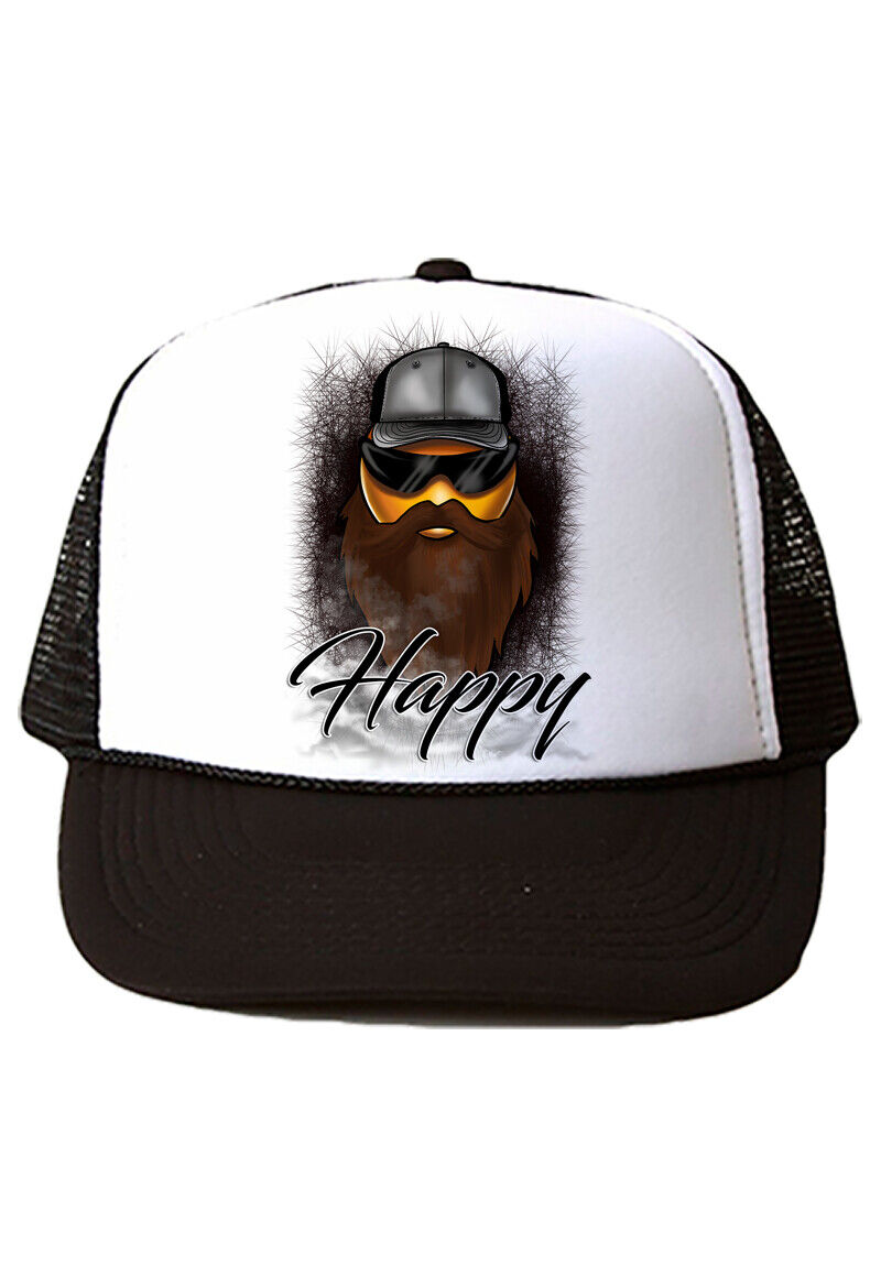 Airbrush Painted  Bearded Smily emoji Hoodie Shirt Hat Backpack Tag Mug Coaster Popularna super specjalna cena