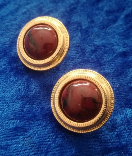 Boucles D'oreille Vintage Clips En Métal Doré Motifs Fleurs - Très Bon état, à Nettoyer, France