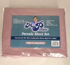 My Pillow 250TC 100% Percale Cotton Twin XL 3 Piece Sheet Set - Rustic Plum