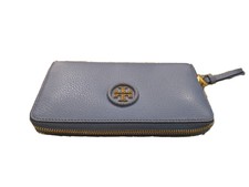 Tory Burch Large Ella Tote Leather & Canvas Wallis Blue 461 & Matching Wallet!