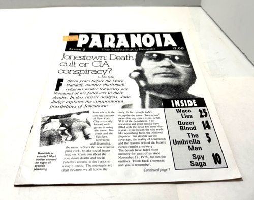 Paranoia Magazine -The Conspiracy Reader Issue 2 Jim Jones Jonestown Fall 1993
