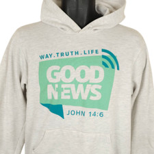 Christian Sweatshirt Hoodie Mens Size Small Gray Jesus Christ Way Truth Life
