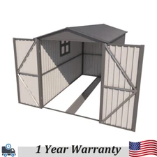 10FT x 5FT Motorcycle Outdoor Metal Storage Shed W/Window Tracks & Fixtures Grey