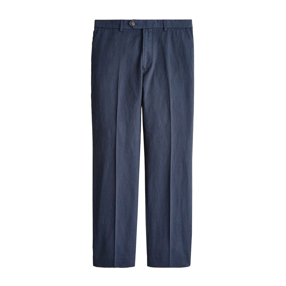 J.Crew Chino Suit Pants Mens Size 32 Cotton-Linen Blend Garment-Dyed Navy Blue