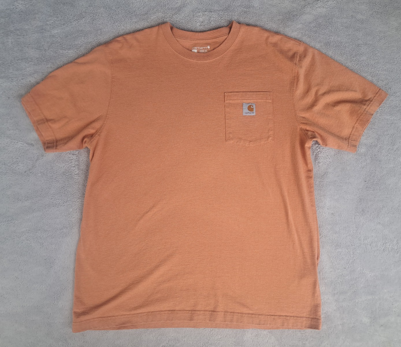 Carhartt Shirt Mens Large Short Sleeve Orange Cream Loose Fit Workwear K87-M