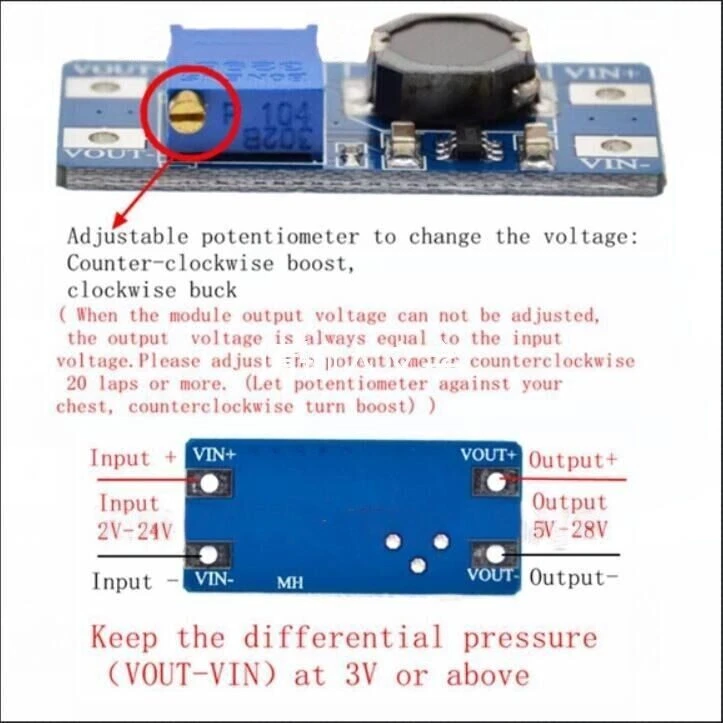 10x DC-DC MT3608 Voltage Step Up Adjustable Boost Converter Module - Bild 3 von 4