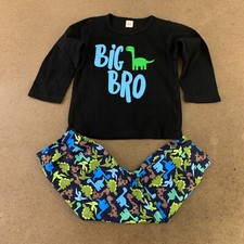 Toddler Boys Size 2-3T Colorful Dinosaur Printed Big Bro 2 Piece Lounge Set NWT