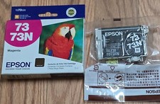2 Genuine Epson T073320 - 73N black magenta Ink Cartridges Steal