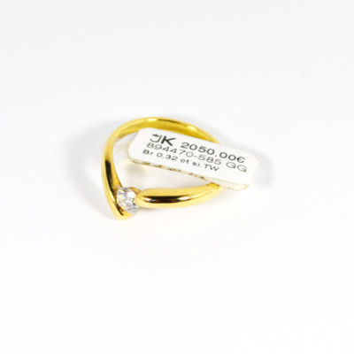 Elegant 585 Yellow Gold Ring with Brilliant 0.32ct. Si/TW size 54. Made in Germany