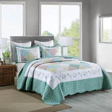 3Pcs Printed Quilts Bedspreads Set Bedding Coverlet Set  2022 Lily