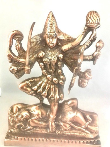 Kaali Grande 28 CM Metallo Mano Intagliato Statua Shiva Durga Kali Maa Indù - Foto 1 di 9