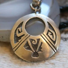 Vintage HALE KAHE HOPI overlay pendant sterling silver signed HK necklace