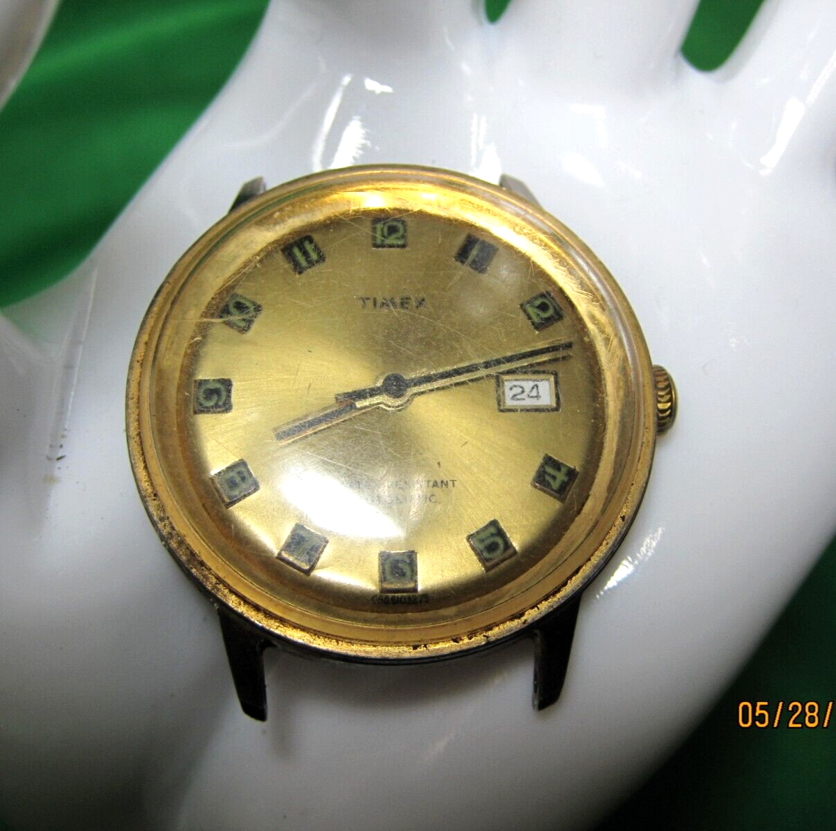 Montre Automatique Timex Viscount 1974 - Or, Acier Inoxydable, Indicateur De Jour, Occasion