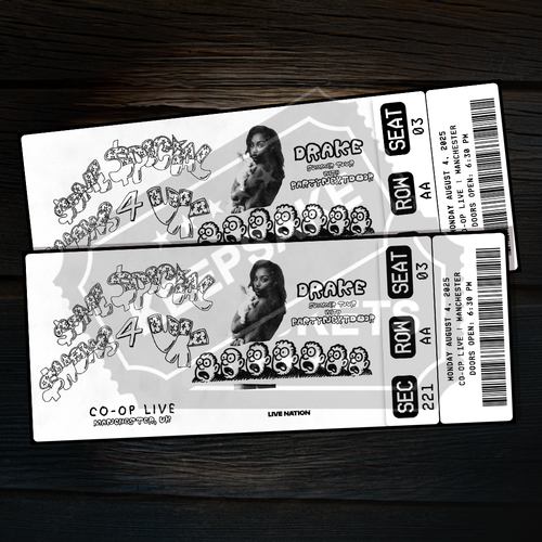 Drake & PARTYNEXTDOOR Mock Ticket UK Tour | Personalised Gift Reveal | Keepsake - Picture 10 of 10