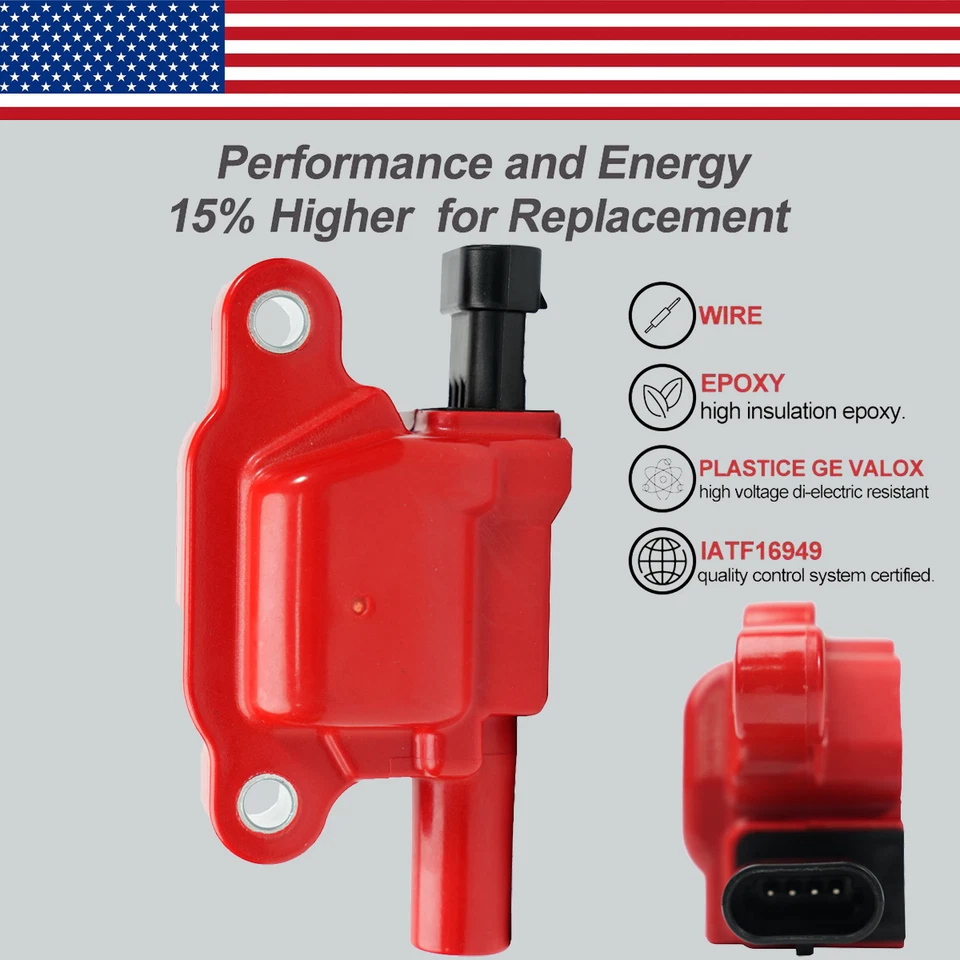 8X High Performance Ignition Coil & 8X Iridium Spark plug For Chevy GMC V8 UF413 - Image 3 of 4