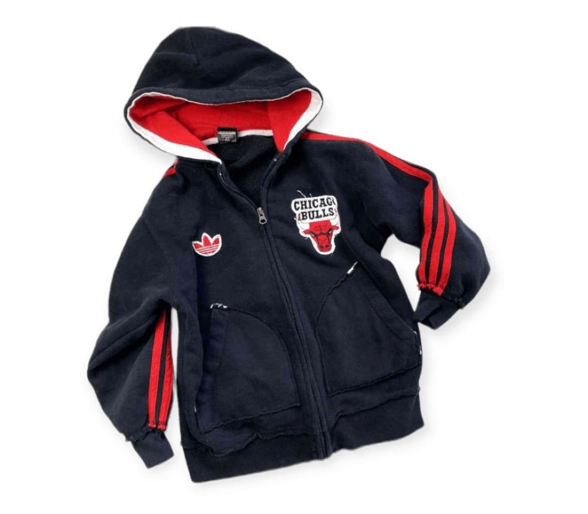 Vintage Adidas Chicago Bulls Jordan Basketball Youth Full Zip Hoodie Sz S  (8)