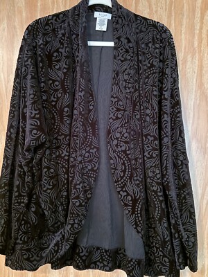 Velvet Burnout Jacket 2x black Witchy Whimsigoth Kate Hill Open
