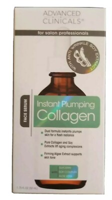 Advanced Clinicals Instant Plumping COLLAGEN Serum ,Anti-Wrinkle, Soy  1.7oz NEW